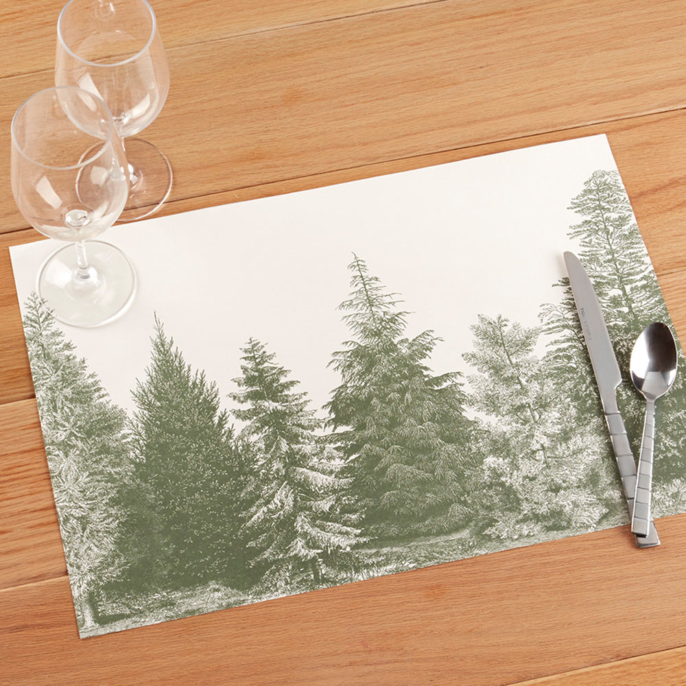 Hester & Cook Paper Placemats, Evergreen Trees