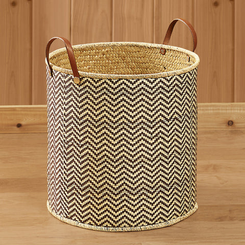 Woven Palm Leaf Laundry Basket