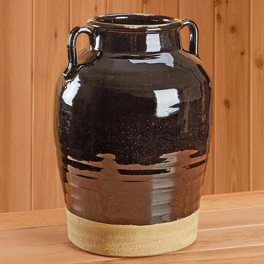 Black and Brown Terracotta Jug with Handles