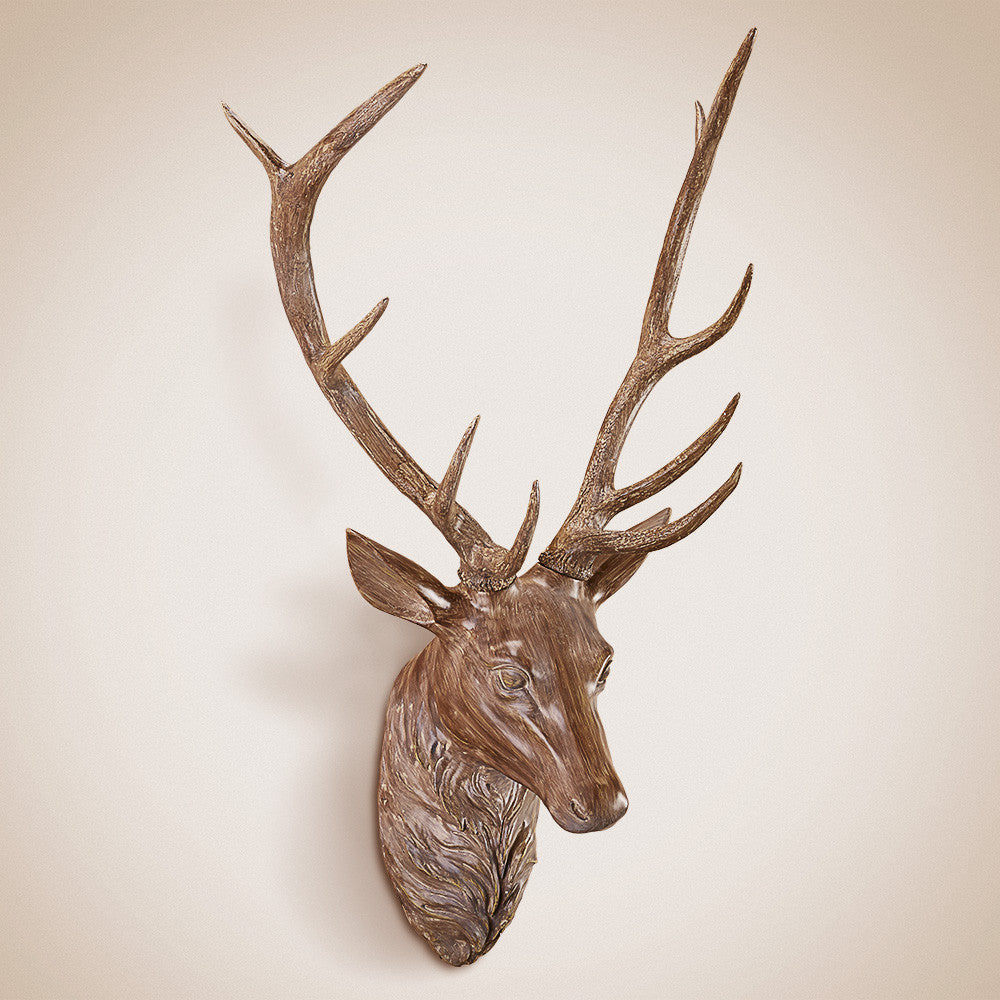 Resin Wall Mount Deer Head, Light Brown