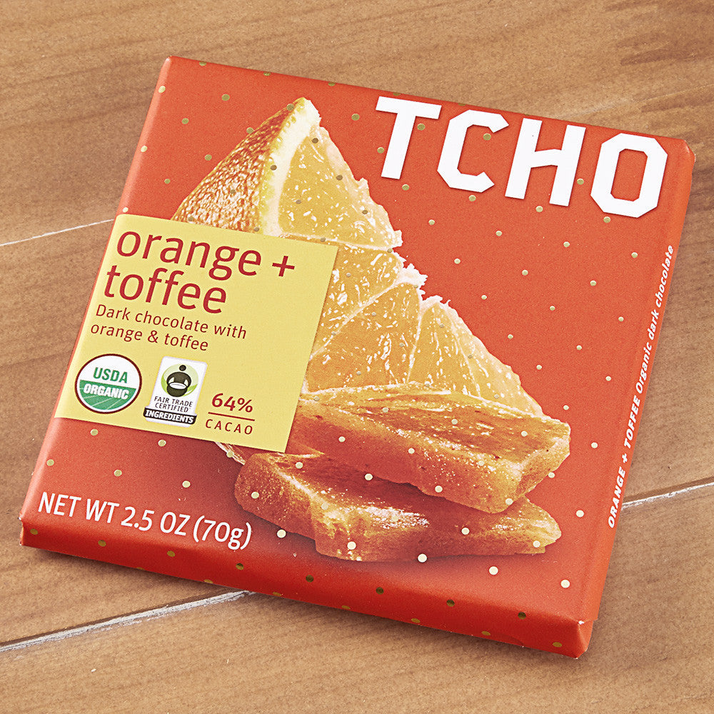 TCHO Dark Chocolate "Orange + Toffee" Bar, 2.5 oz