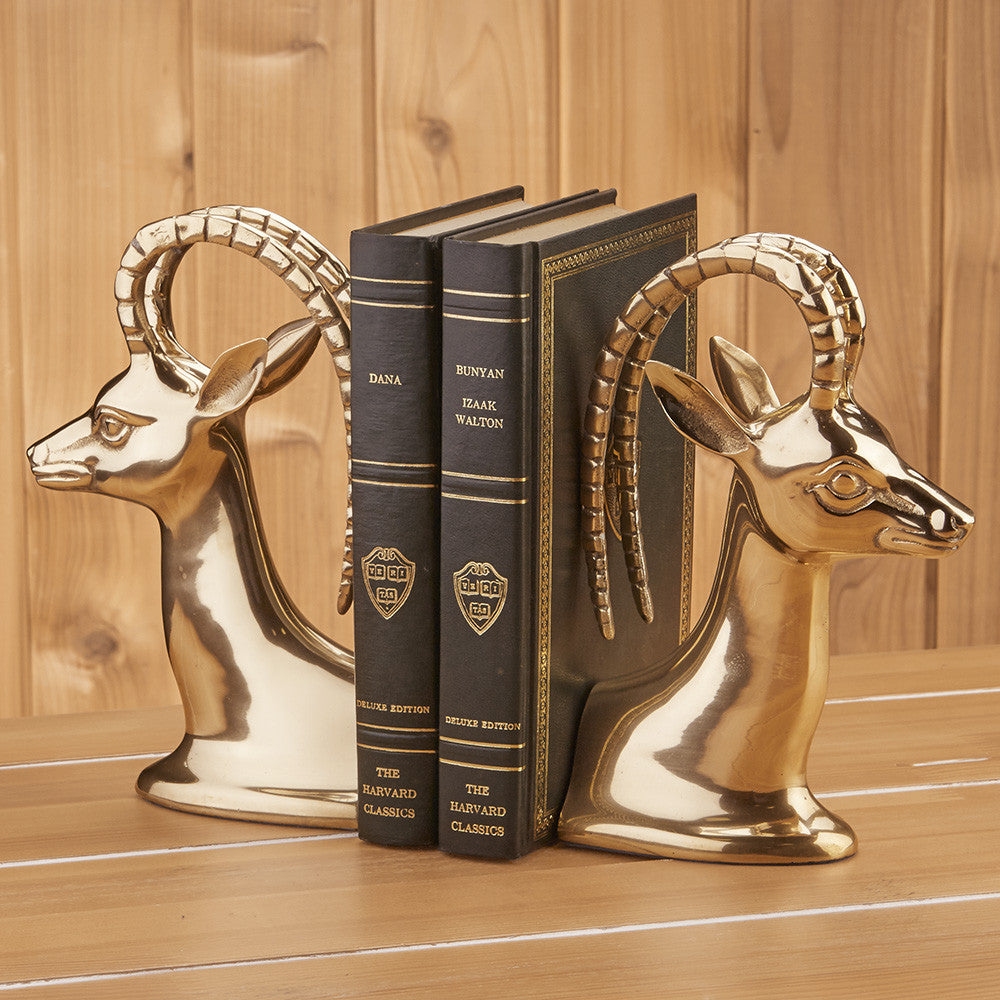 Vintage Brass Gazelle Bookends