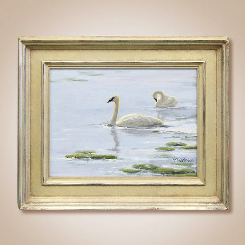 "Swans and Lilies" Original Oil Painting by Tiffany Stevenson
