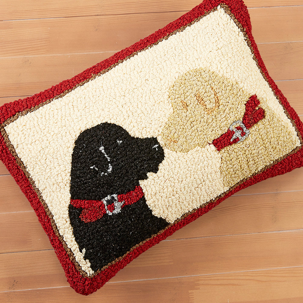 Chandler 4 Corners 14" x 20" Hooked Pillow, Pet Lovers 2 Labs