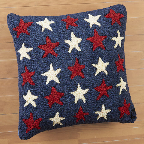 Chandler 4 Corners 18" Hooked Pillow, Many Stars