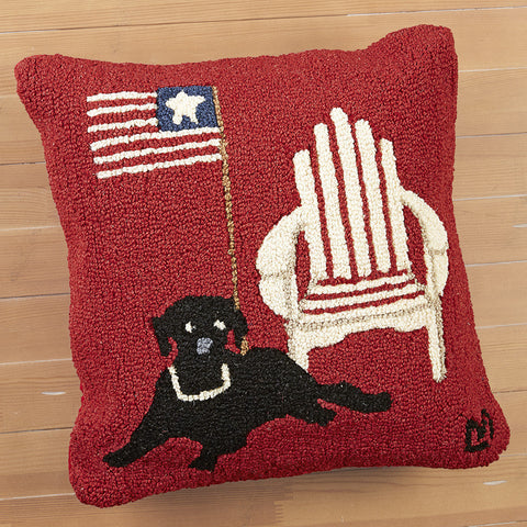 Chandler 4 Corners 18" Hooked Pillow, Parade Watch Dog