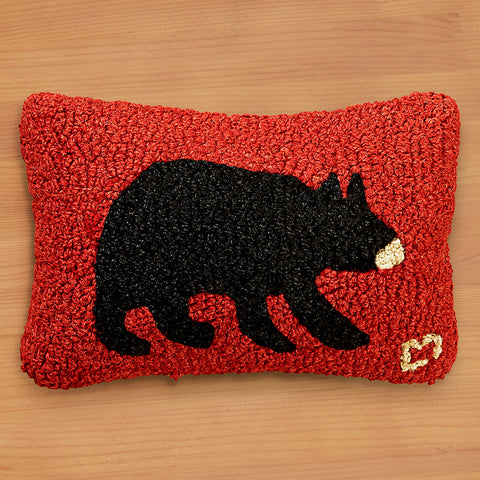 Chandler 4 Corners 8" x 12" Hooked Pillow, Black Bear