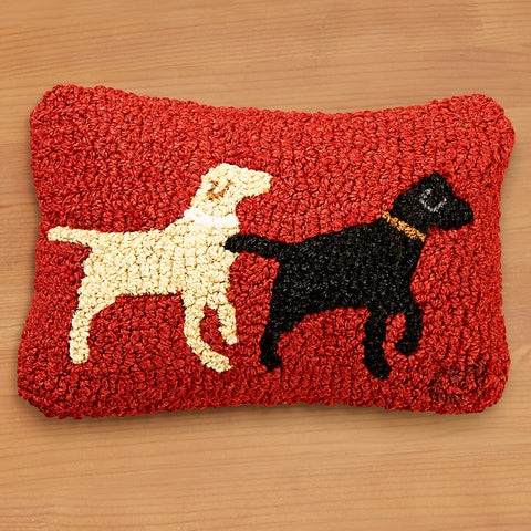 Chandler 4 Corners 8" x 12" Hooked Pillow, Lab Buddies