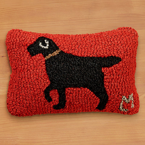 Chandler 4 Corners 8" x 12" Hooked Pillow, Walking Dog Black