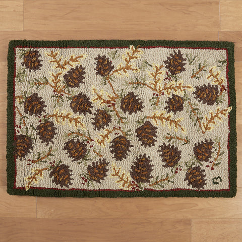 Chandler 4 Corners 2' x 3' Hooked Rug, Northwoods Pinecones