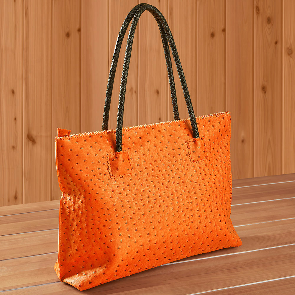 22 Tote Vegan Ostrich Leather Zip Tote Handbag – To The
