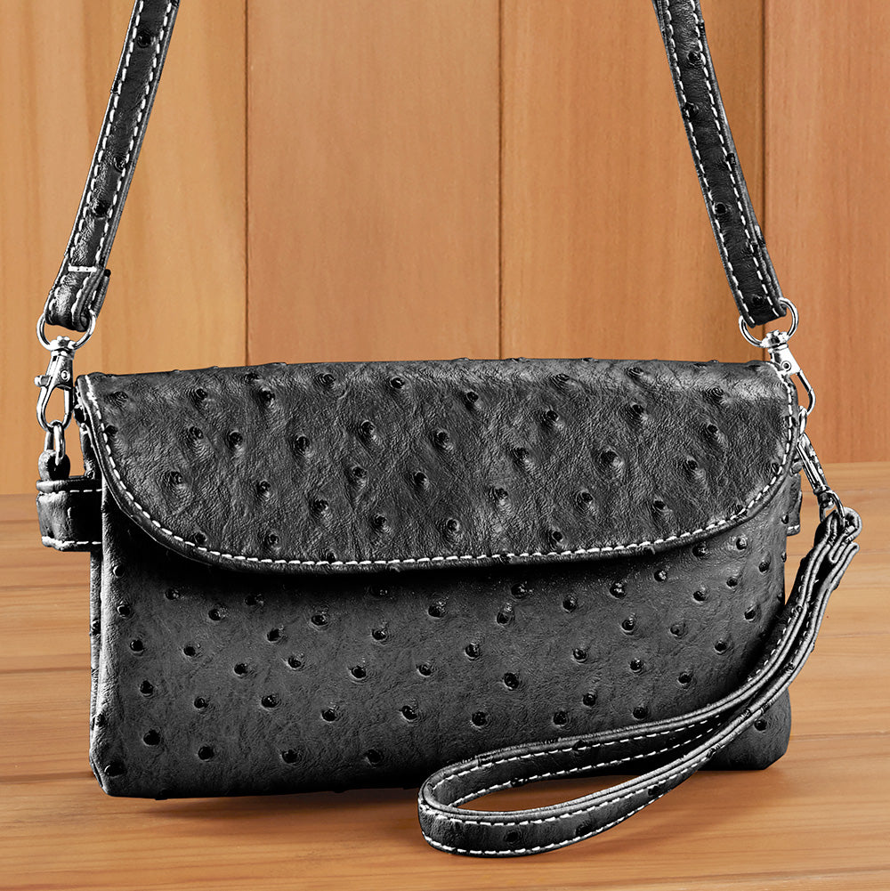 22 Tote Vegan Ostrich Leather 6-Pocket Crossbody Wristlet