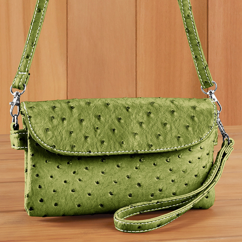 22 Tote Vegan Ostrich Leather 6-Pocket Crossbody Wristlet