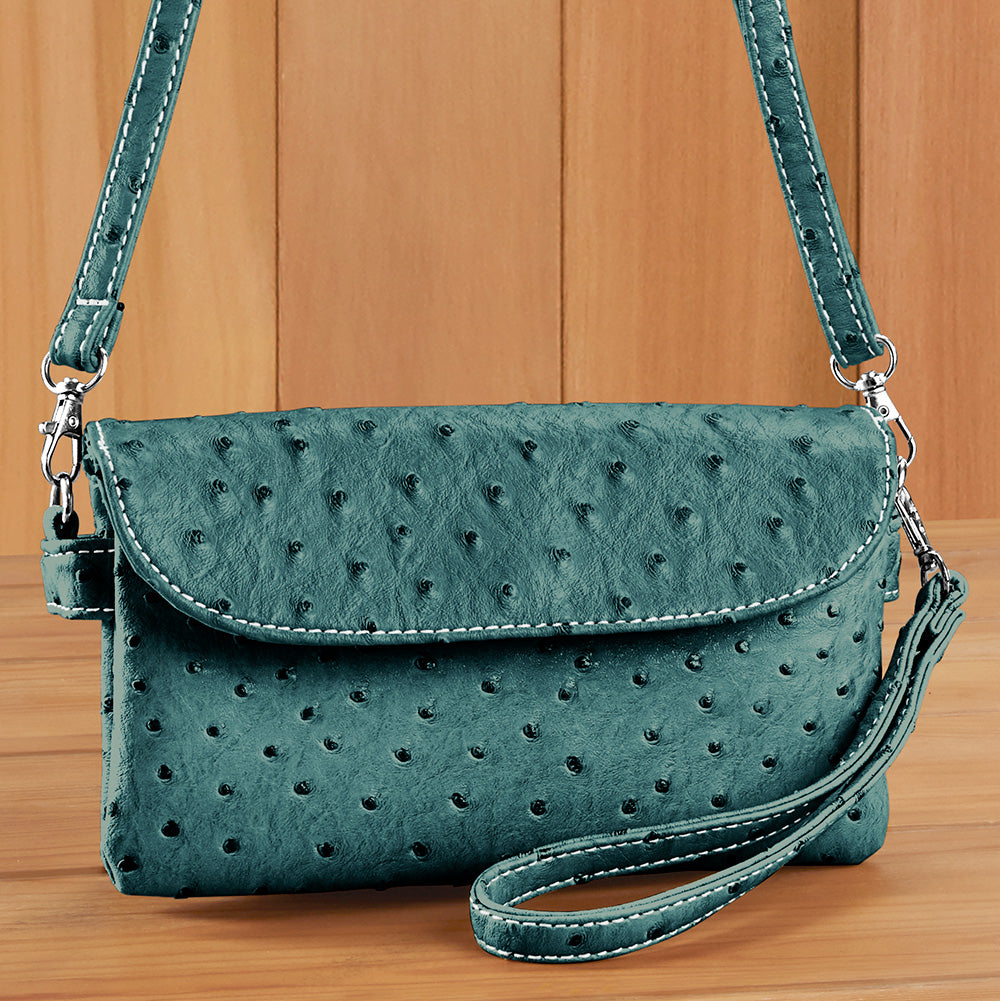 Ostrich leather crossbody bag Clearance