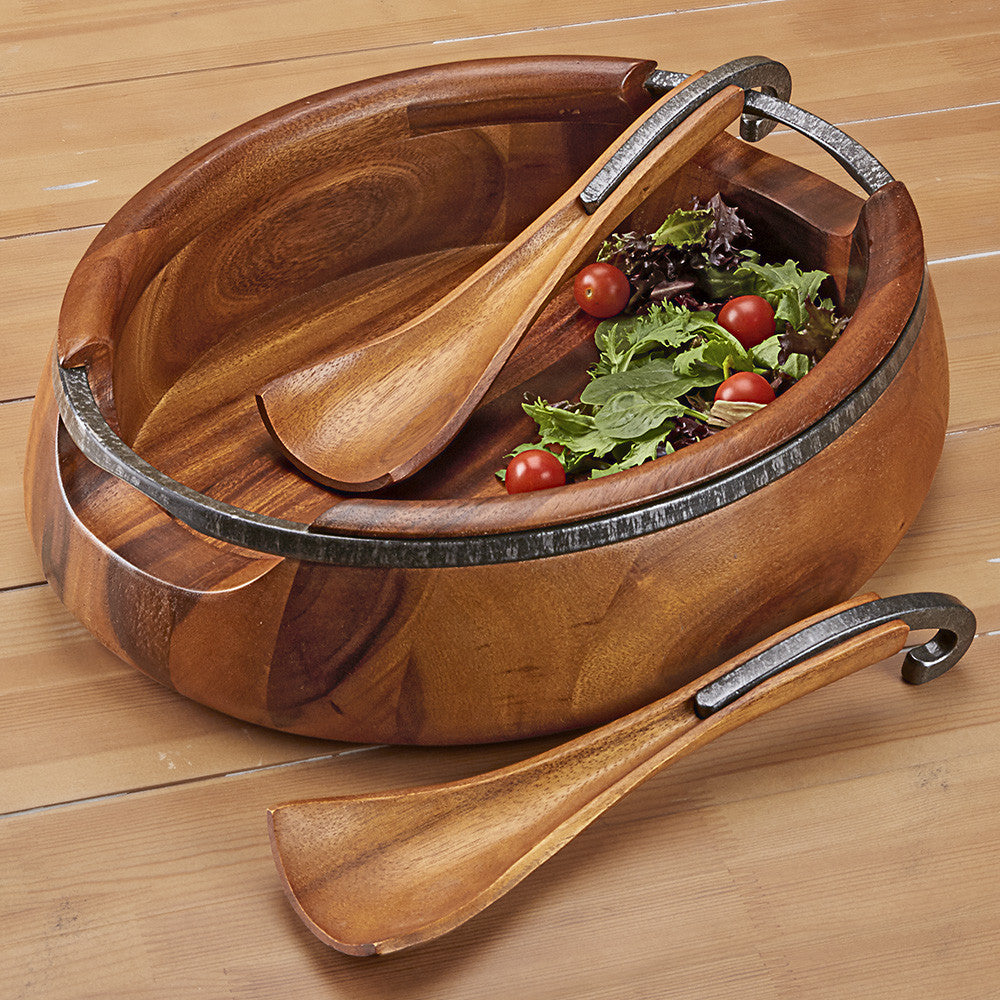 Anvil Wood Salad Bowl and Server Set by Nambé