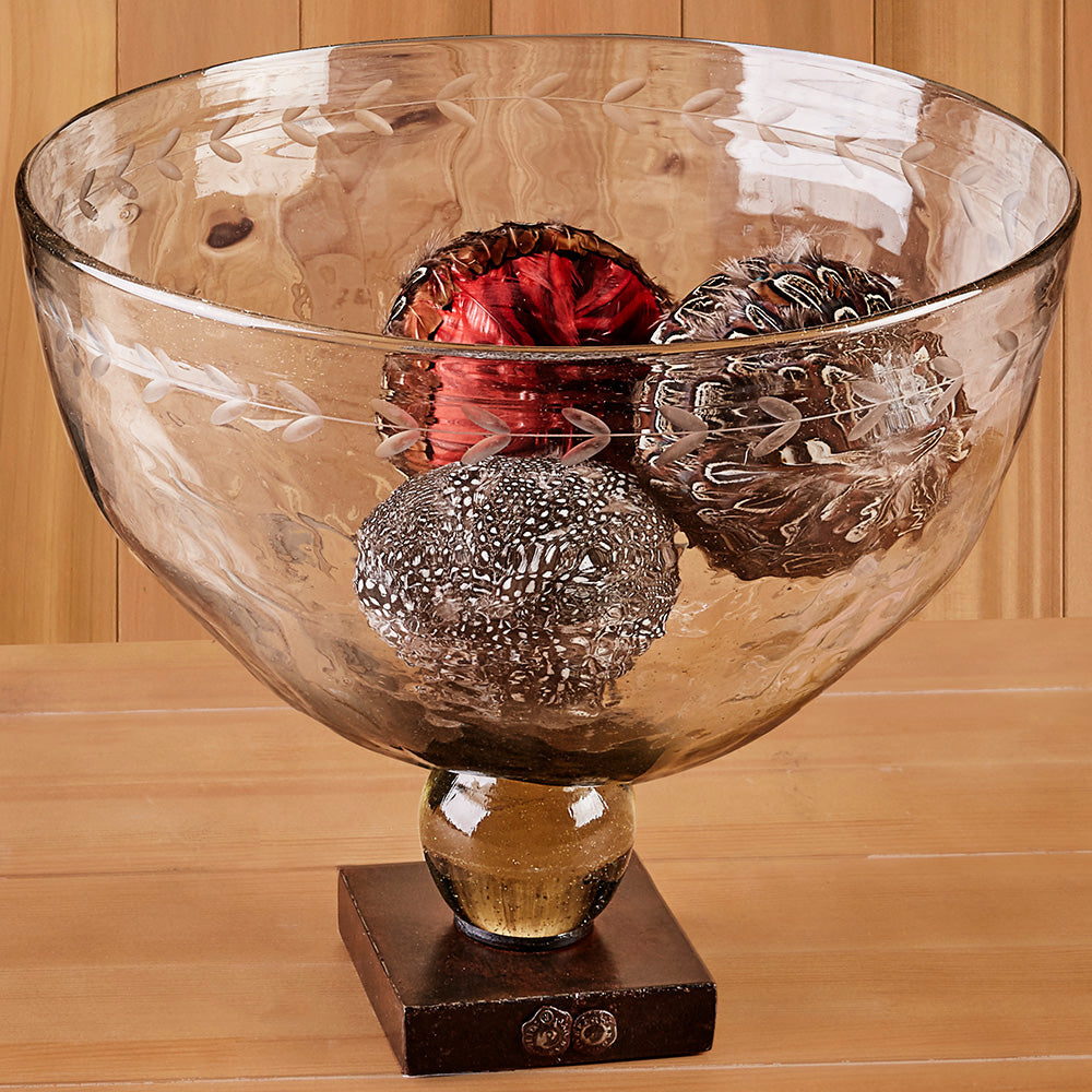 Decorative Glass Bowl on Iron Stand by Jan Barboglio