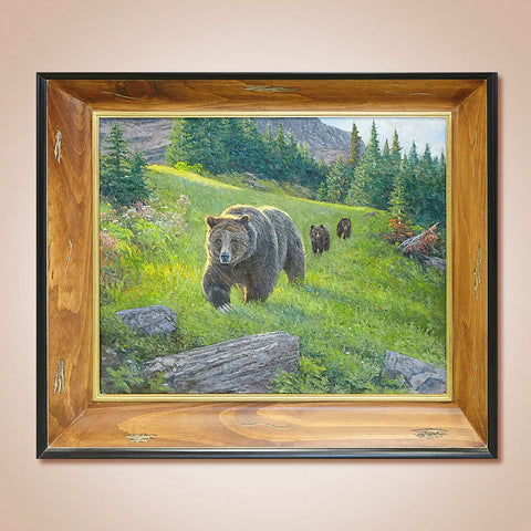 "Glacier Grizzly Family" Original Oil Painting by James Reid