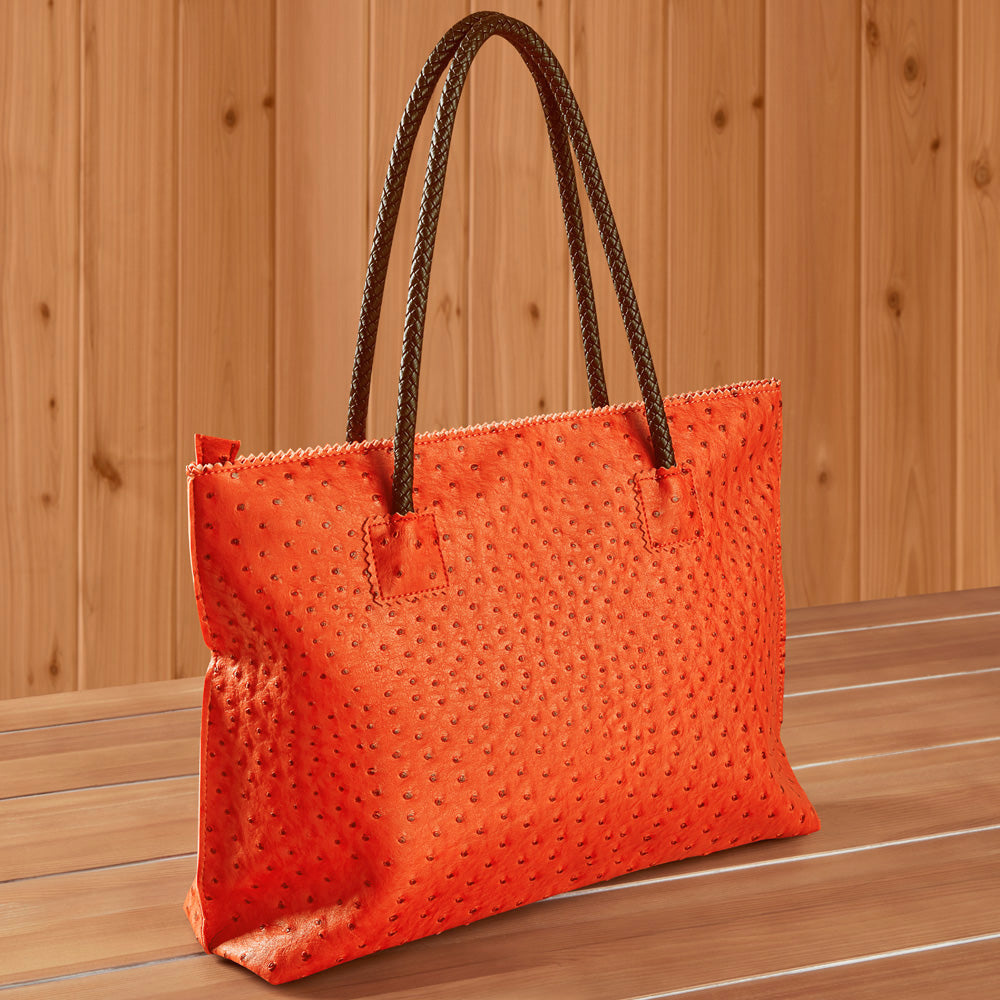 Top Handle Morgan Bag, Orange Ostrich, Top Handle Bag