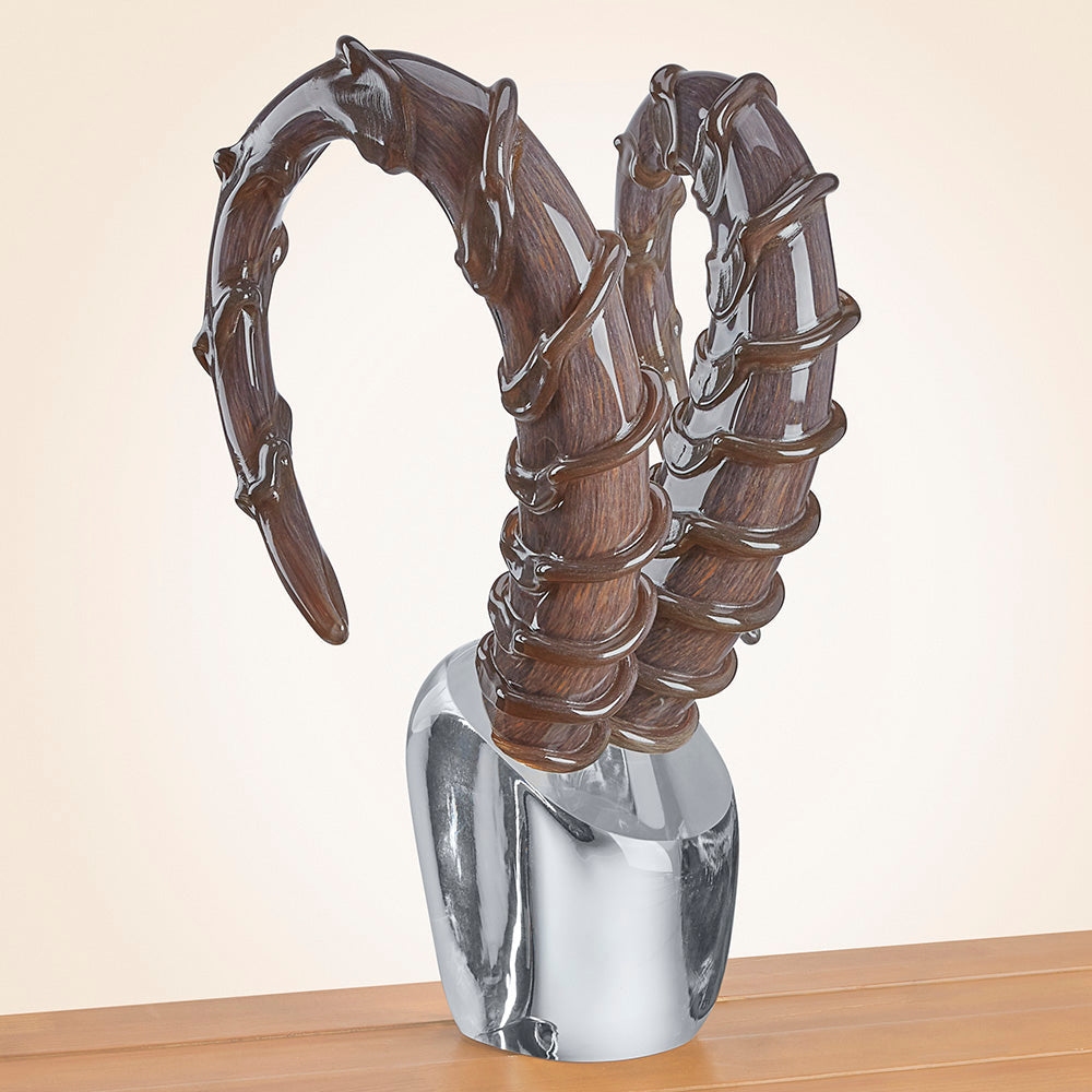 Handcrafted Glass Antelope Horn Sculpture