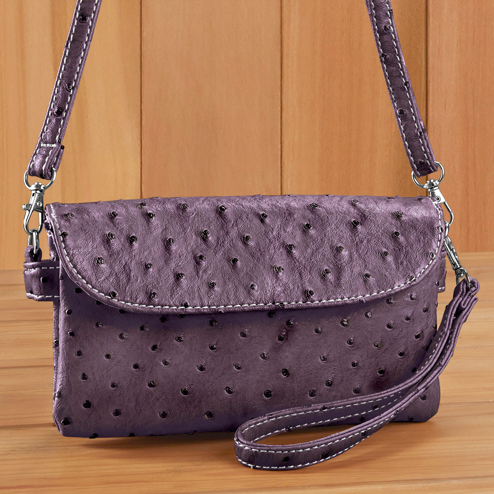 22 Tote Vegan Ostrich Leather 6-Pocket Crossbody Wristlet