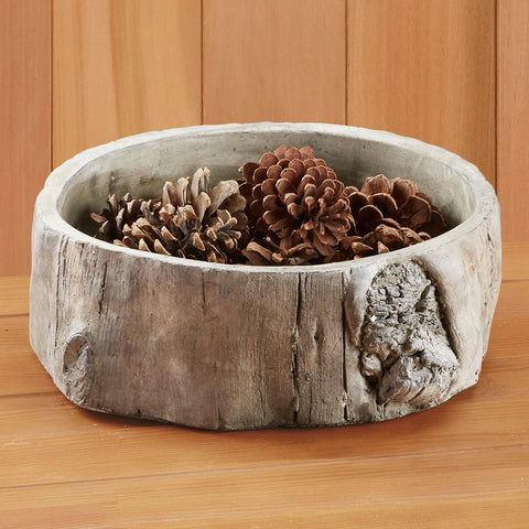 Gray Ceramic Log Planter