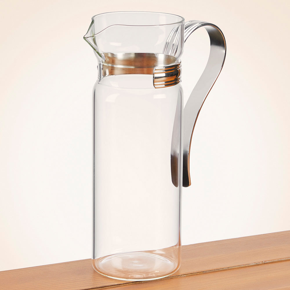 Glass Pitcher with Silver-Plated Handle by Greggio