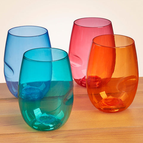 Govino® Shatterproof Stemless Colored Wine Glasses, Set of 4
