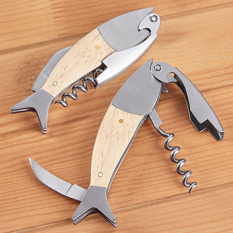 Stainless Steel Fish Corkscrew and Bottle Opener