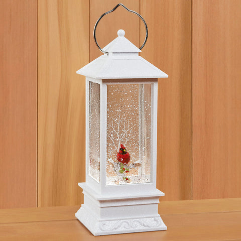 LED Cardinal Lantern Snow Globe