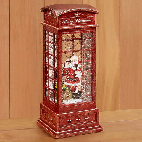 LED Santa Phone Booth Snow Globe