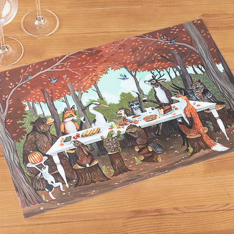 Hester & Cook Paper Placemats, Woodland Friends Thanksgiving