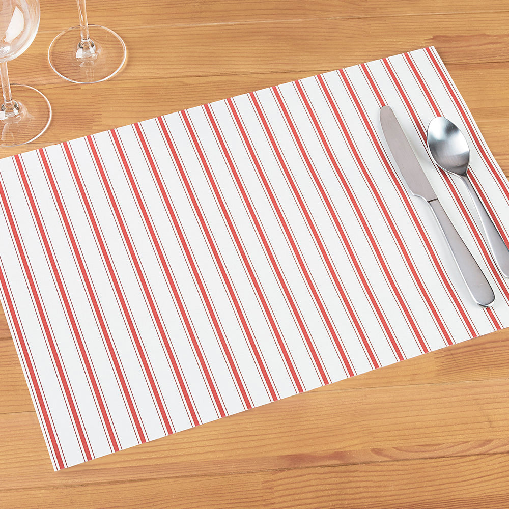 Hester & Cook Paper Placemats, Red Stripe Ribbon