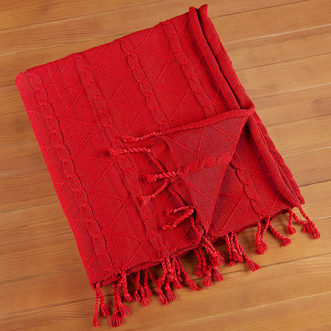 Ragon House 50" x 72" Cable Knit & Twist Throw, Cranberry