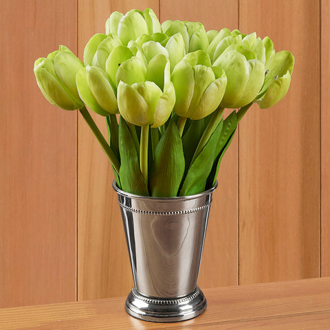 Faux Tulips in Silver Tumbler, Set of 2