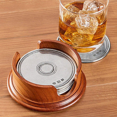 MATCH Round Coasters with Wood Base, Set of 6