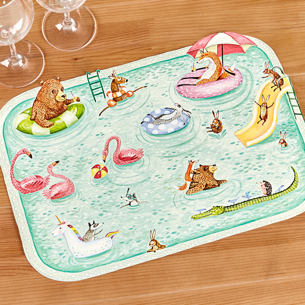 Hester & Cook Die Cut Paper Placemats, Pool Party