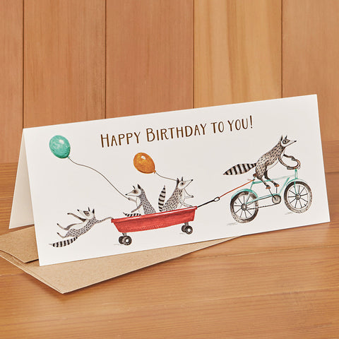 Hester & Cook Greeting Card, Birthday Raccoons