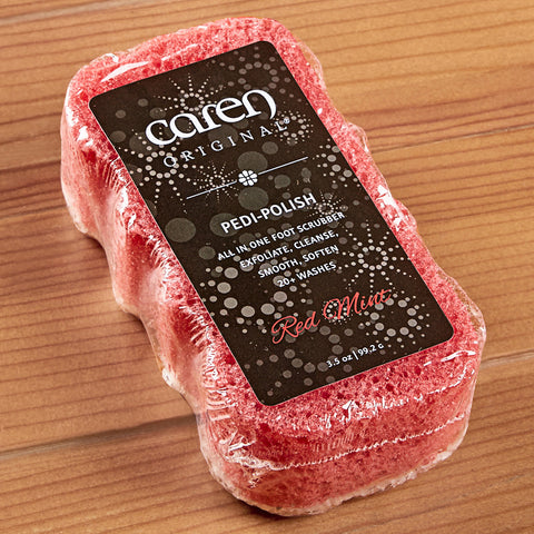 Caren Original Pedi-Polish Sponge, Red Mint - 3.5 oz