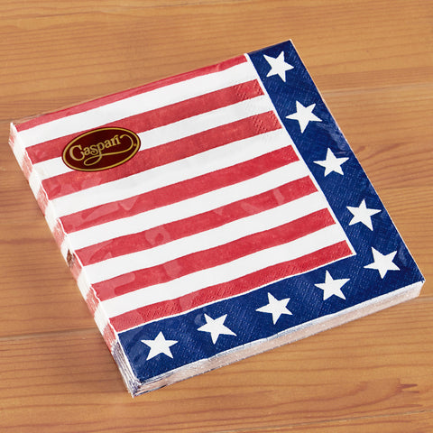 Caspari Paper Napkins - Red, White & Blue