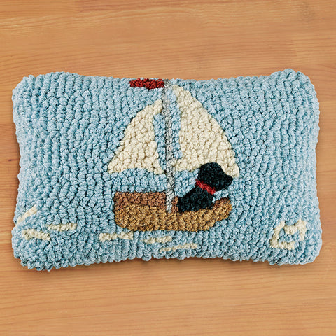 Chandler 4 Corners 8" x 12" Hooked Pillow, Skiff Sailing Lab