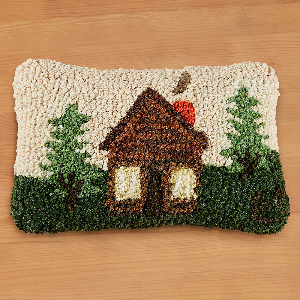 Chandler 4 Corners 8" x 12" Hooked Pillow, Rocky Hill Cabin