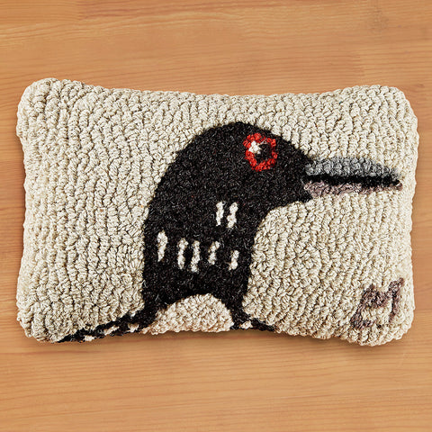 Chandler 4 Corners 8" x 12" Hooked Pillow, Loon