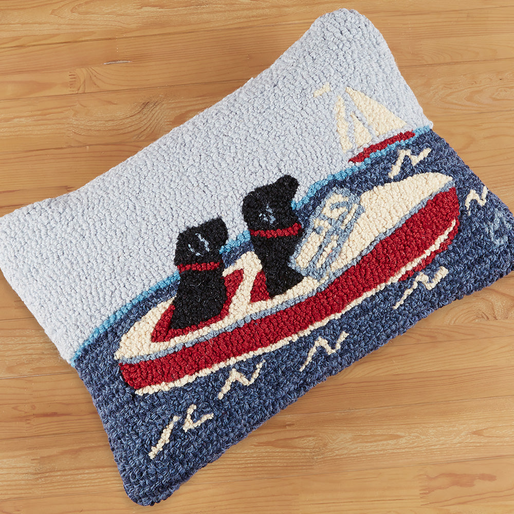 Chandler 4 Corners 14" x 20" Hooked Pillow, Boating Labs