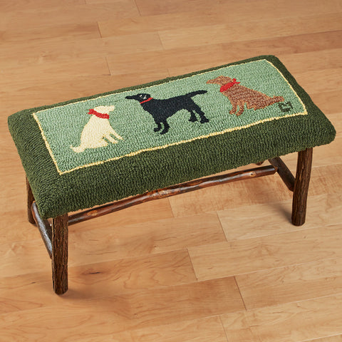 Chandler 4 Corners 32" Hickory Bench, Three Labs