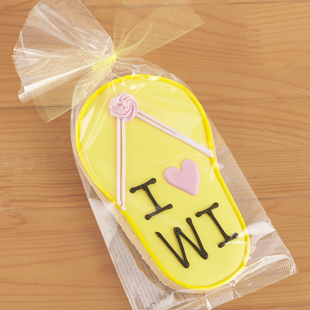 "I Love Wisconsin" Flip Flop Frosted Sugar Cookie