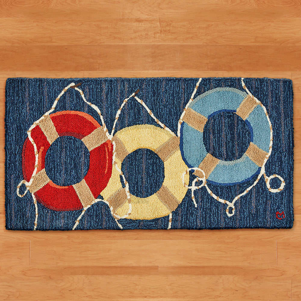 Chandler 4 Corners 2' x 4' Hooked Rug, Hanging Life Rings – To The ...