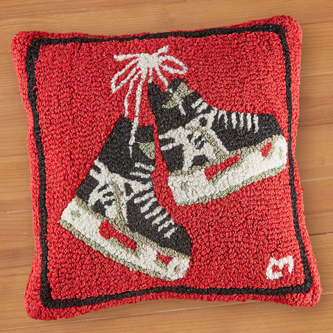 Chandler 4 Corners 18" Hooked Pillow, Hockey Skates