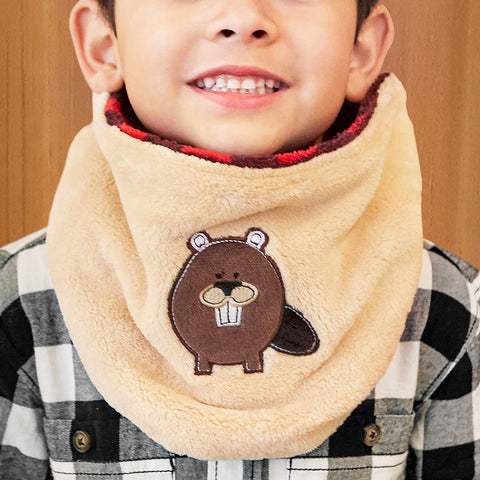Flapjack Kids Reversible Neck Warmer, Moose/Beaver