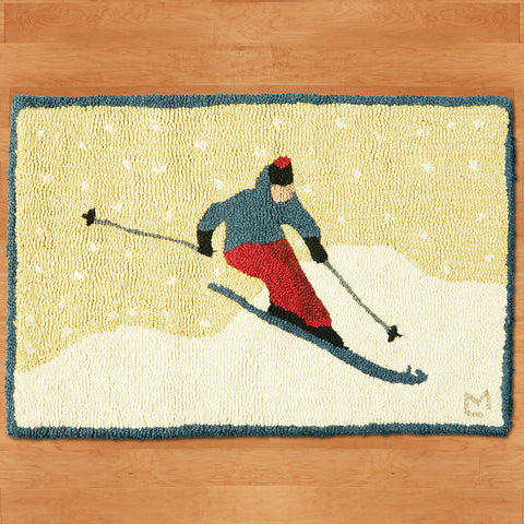Chandler 4 Corners 20" x 30" Hooked Rug, Sunny Day Skier