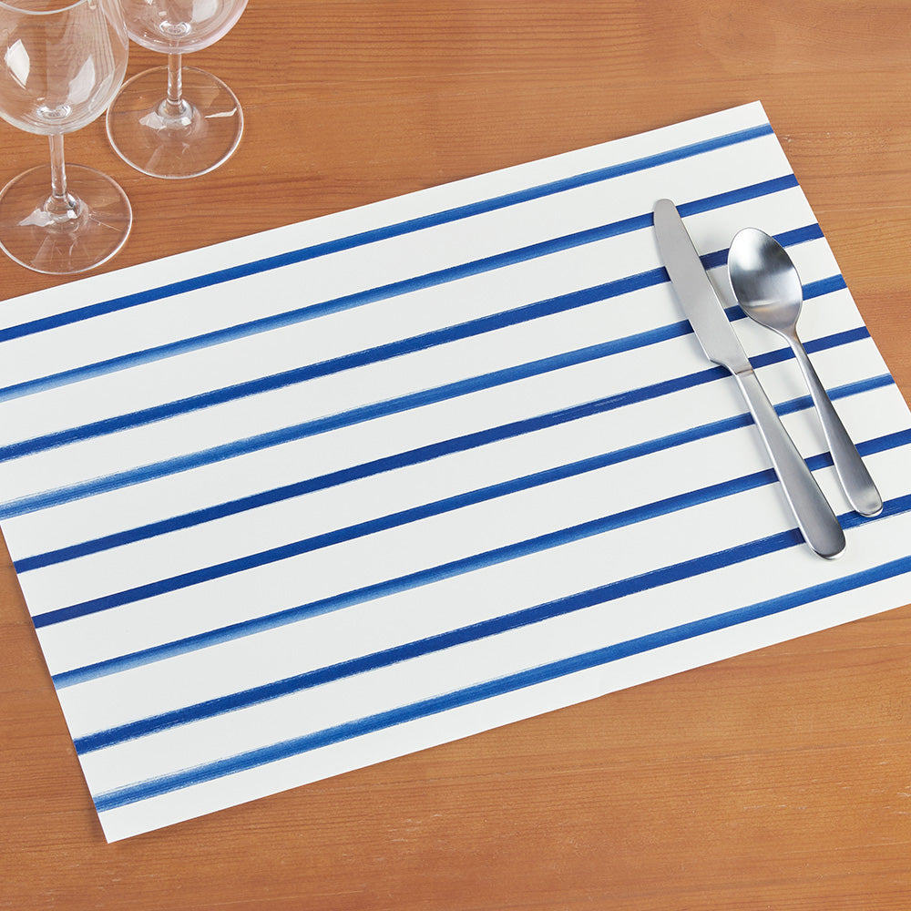 Hester & Cook Paper Placemats, Navy Stripe